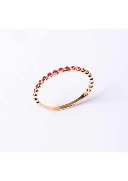 Altın Yüzük - Altın Yüzük - 0.30 Karat Ruby Taşlı Yarım Tur 14 Ayar Hediye Altın Yüzük modelleri