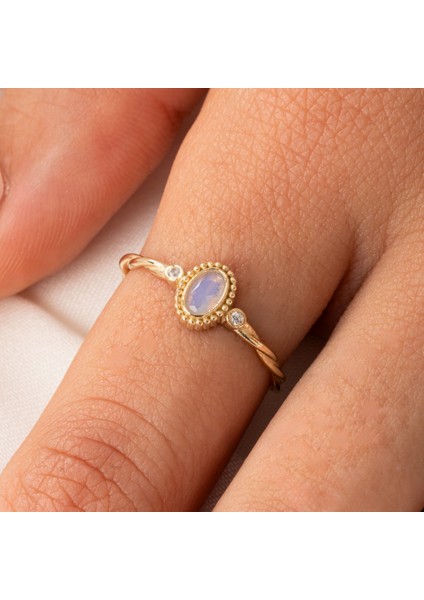 Altın Yüzük - Altın Yüzük - 0.50 Karat Pembe Kuvars Taşlı Modern 14 Ayar Altın Evlilik Teklifi Yüzüğü