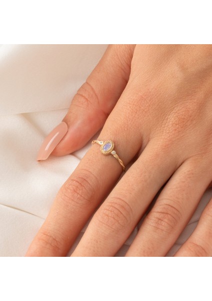 Altın Yüzük - Altın Yüzük - 0.50 Karat Pembe Kuvars Taşlı Modern 14 Ayar Altın Evlilik Teklifi Yüzüğü indirimleri