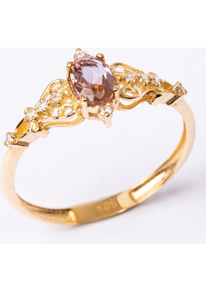Altın Yüzük - 0.50 Karat Love Zultanit Taşlı Prenses 14 Ayar Altın Evlilik Teklifi Yüzüğü