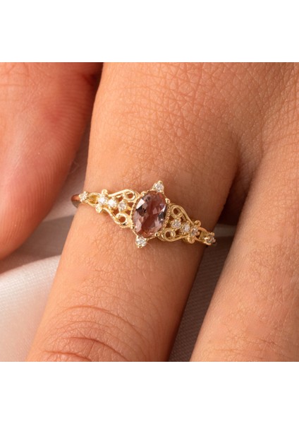 Altın Yüzük - 0.50 Karat Love Zultanit Taşlı Prenses 14 Ayar Altın Evlilik Teklifi Yüzüğü