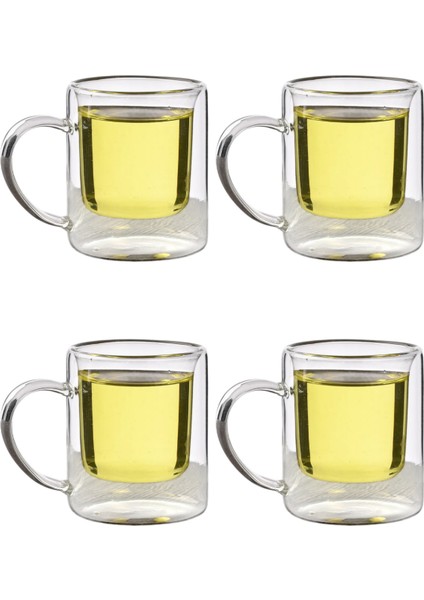Çift Cidarlı Borosilikat Cam - Kahve - Bitki Çayı Kupası 200 Ml x 4 adet 1837