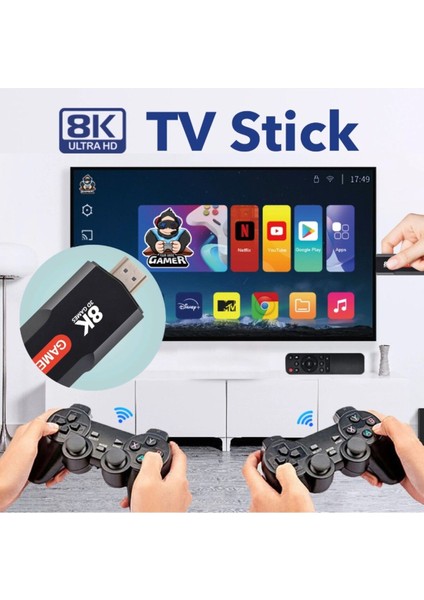 Q9 Game Tv Stick 8k Uyumlu Çift Sistem Android Tvbox ve Oyun Kutusu 3D