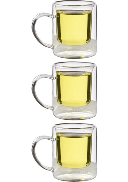 Çift Cidarlı Borosilikat Cam - Kahve - Bitki Çayı Kupası 200 Ml x 3 Adet 1837