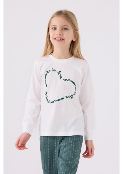 3050 Garson Kız Çocuk Love Uzun Kol Pijama Takım