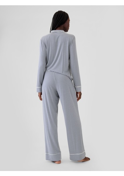 Kadın Mavi Modal Karışımlı Pijama Altı