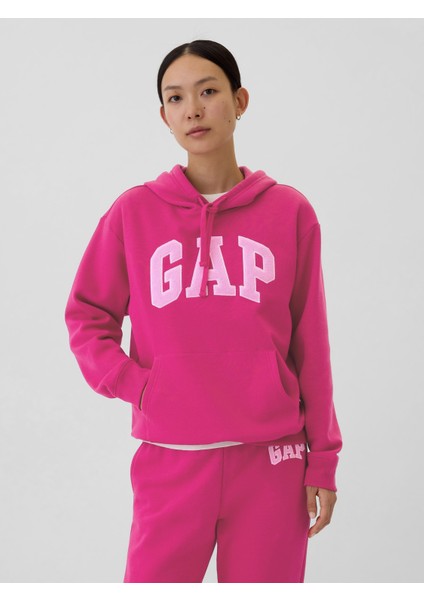 Kadın Pembe  Logo Fleece Sweatshirt