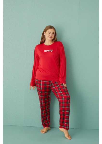 50802-2 Büyük Beden Kadın Honey Milan Kumaş Pijama Takım fiyatları
