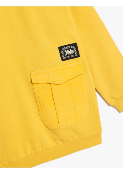 Oversize Sweatshirt Uzun Kollu Bisiklet Yaka Cep Detaylı Pamuklu modelleri