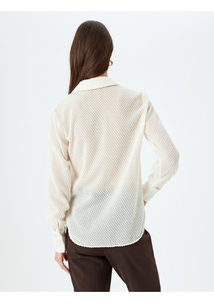 Uzun Kollu Dokulu Yarı Transparan Gömlek fırsatları