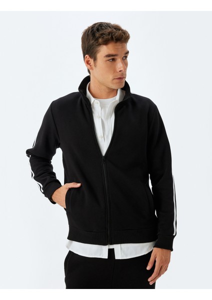 Fermuarlı Hırka Dik Yaka Biyeli Uzun Kollu Şardonlu Pamuk Karışımlı modelleri