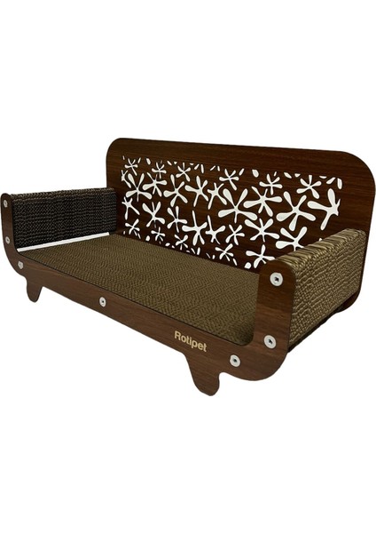 Tekno Trust Tırmalama Kartonları Karton Kedi Tırmalama Desenli Koltuk 59 x 30 x 25 Kahverengi