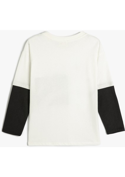 Tişört Uzun Kollu Bisiklet Yaka Uzay Baskılı Pamuklu fiyatları