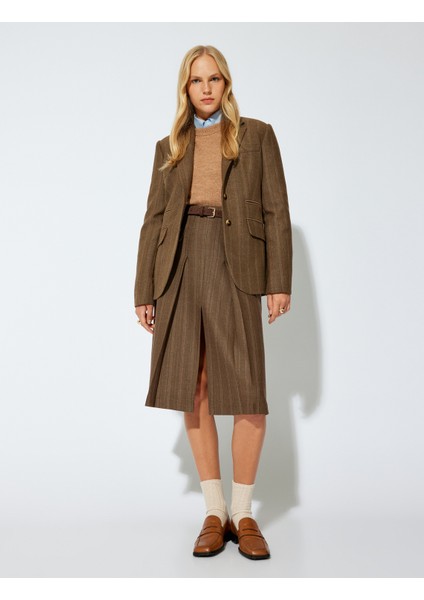 Midi Boy A Kesim Pileli Etek Önden Yırtmaç Detaylı Cepli modelleri