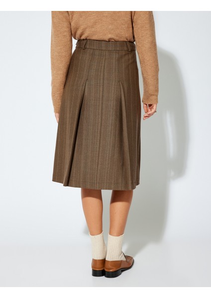 Midi Boy A Kesim Pileli Etek Önden Yırtmaç Detaylı Cepli indirimleri