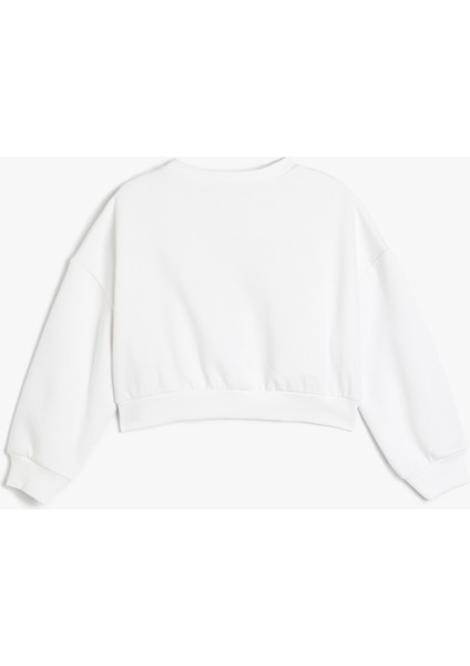 Yılbaşı Temalı Sweatshirt Uzun Kollu Kedi Baskılı Bisiklet Yaka