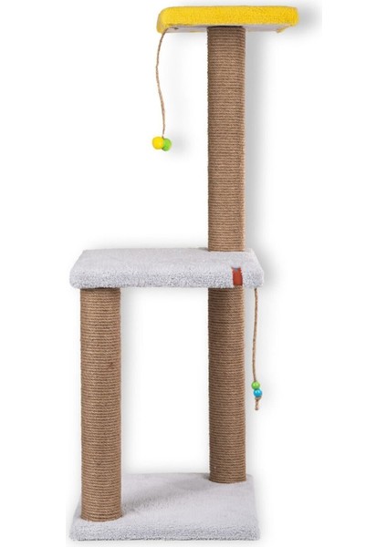 82 Cm Gri İki Katlı Kedi Tırmalama Tahtası, Catnipli, Minder Yüzeyli, TR Menşei fiyatları