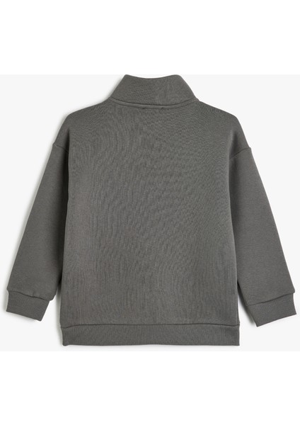 Sweatshirt Dik Yaka Uzun Kollu Kış Temalı Baskı Detaylı Şardonlu fırsatları
