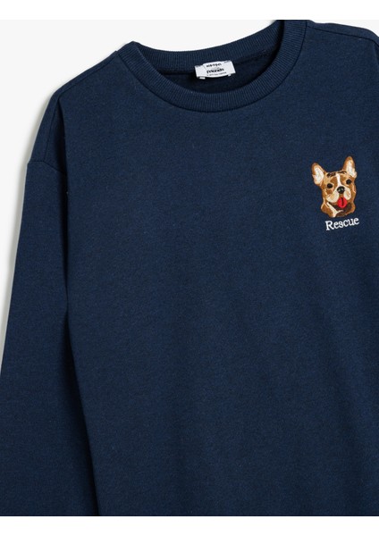 Sweatshirt Köpek Işlemeli Bisiklet Yaka Uzun Kollu modelleri