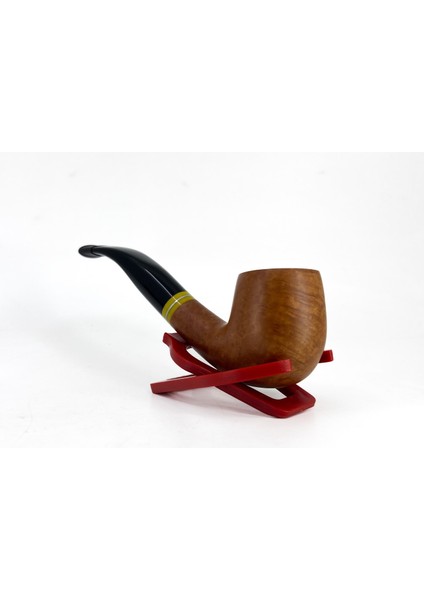 Bent Apple Briar (Gül Kökü) 9 mm Filtreli El Yapımı Pipo - Kahverengi 1748