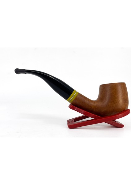 Bent Apple Briar (Gül Kökü) 9 mm Filtreli El Yapımı Pipo - Kahverengi 1748