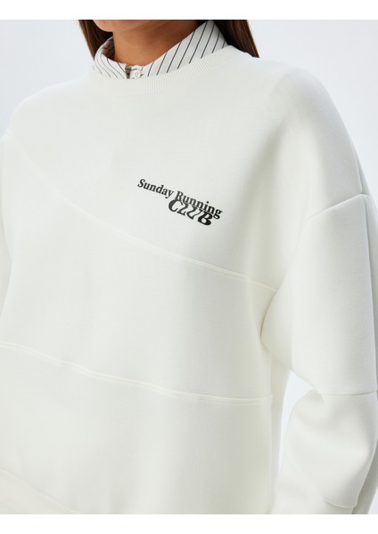 Oversize Sweatshirt Bisiklet Yaka Uzun Kollu Scuba Kumaş indirimleri