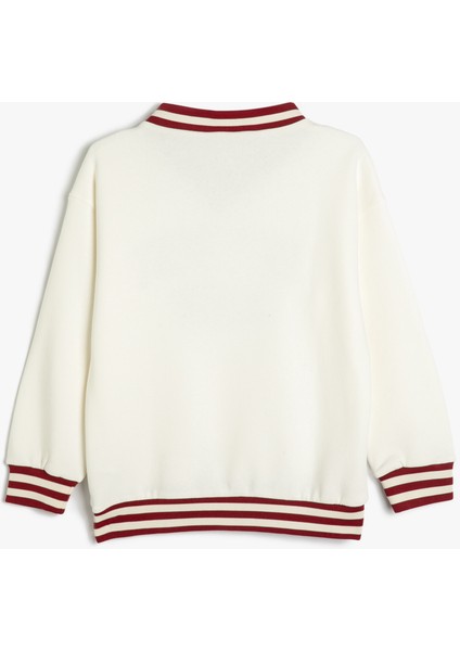 Sweatshirt Işleme Detaylı Uzun Kollu V Yaka Şardonlu fiyatları