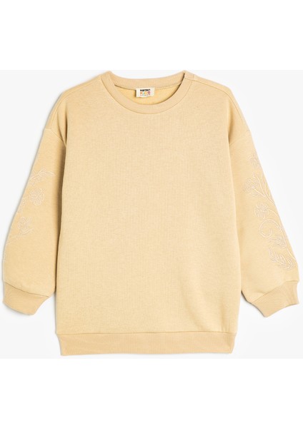 Basic Sweatshirt Şardonlu Bisiklet Yaka