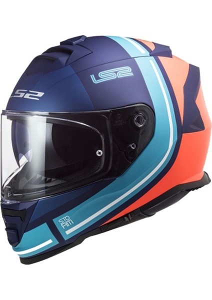 Storm Slant Mat Mavi-Turuncu Kask Xxl Beden
