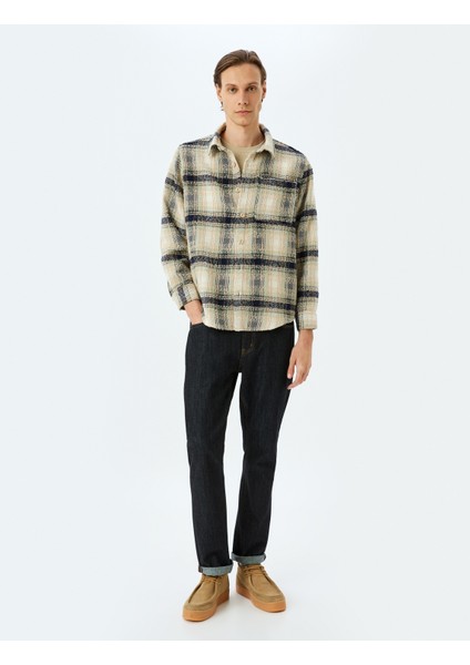 Uzun Kollu Pamuk Karışımlı Cep Detaylı Ekose Desenli Gömlek Ceket fiyatları