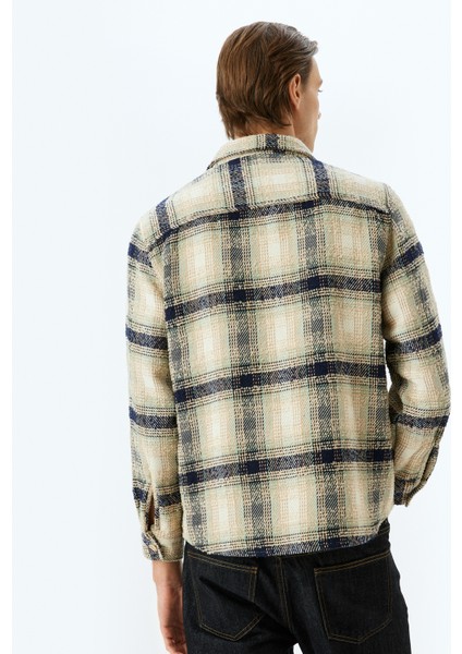 Uzun Kollu Pamuk Karışımlı Cep Detaylı Ekose Desenli Gömlek Ceket fırsatları