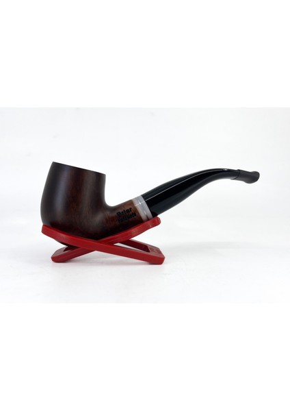 Bent Apple Briar (Gül Kökü) 9 mm Filtreli El Yapımı Pipo - Kahverengi 1742