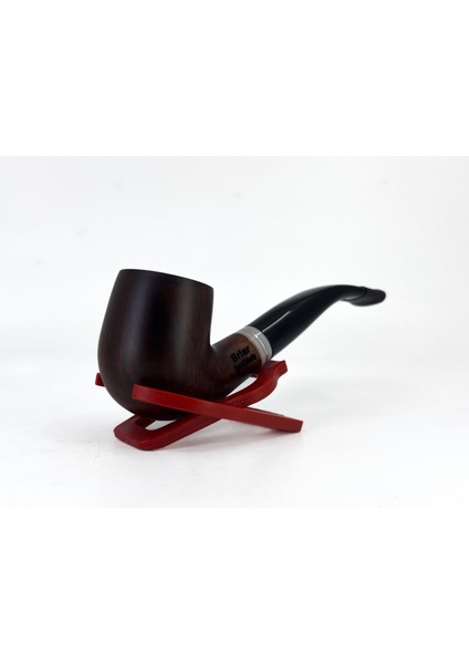 Bent Apple Briar (Gül Kökü) 9 mm Filtreli El Yapımı Pipo - Kahverengi 1742