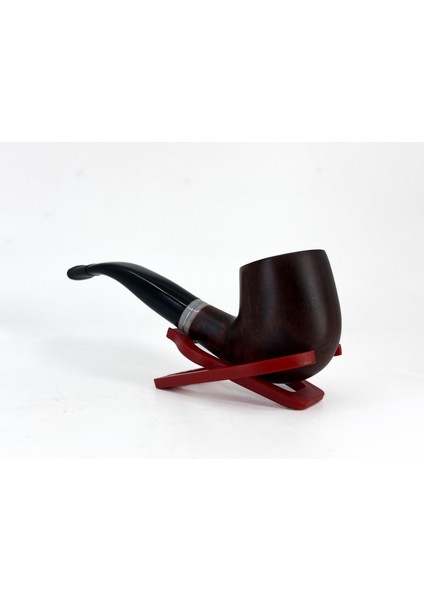 Bent Apple Briar (Gül Kökü) 9 mm Filtreli El Yapımı Pipo - Kahverengi 1742