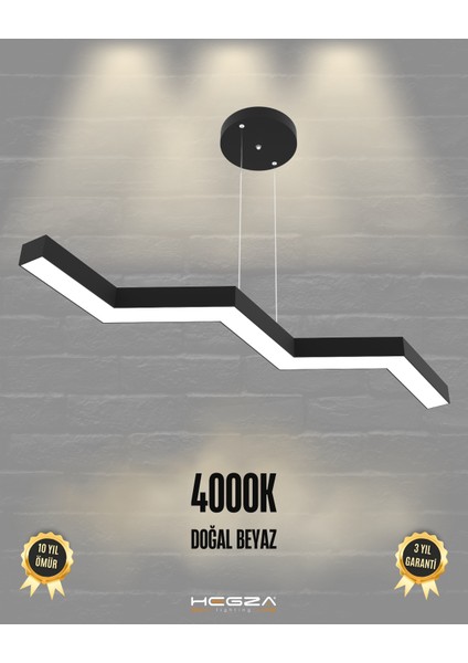 Sega (Siyah Kasa, Doğal Beyaz) Ledli Modern Sarkıt LED Avize