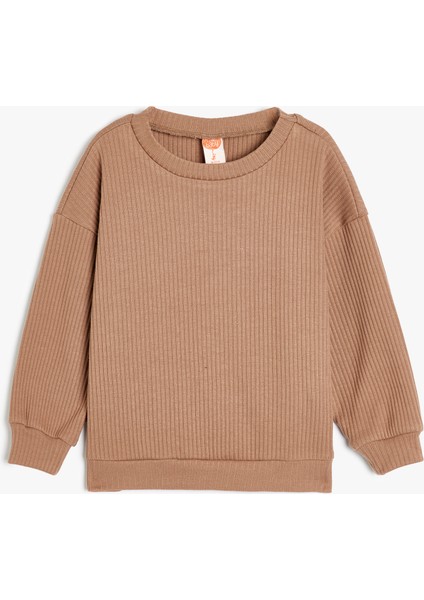 Basic Sweatshirt Bisiklet Yaka Uzun Kollu Bisiklet Yaka