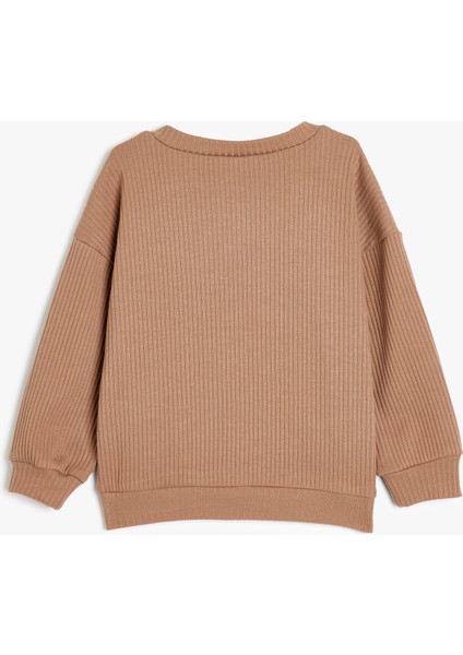Basic Sweatshirt Bisiklet Yaka Uzun Kollu Bisiklet Yaka