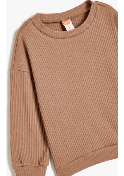 Basic Sweatshirt Bisiklet Yaka Uzun Kollu Bisiklet Yaka