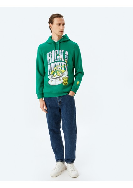 Kapşonlu Şardonlu Pamuk Karışımlı Lisanslı Rick And Morty Sweatshirt fiyatları