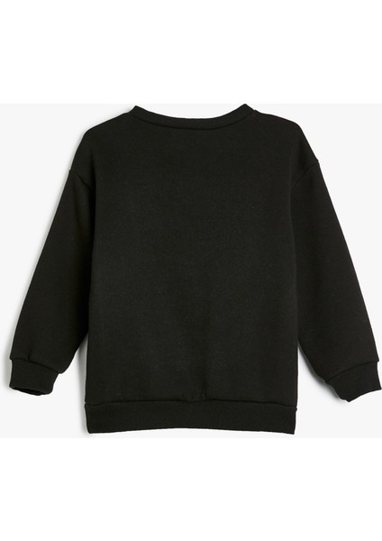 Oversize Basic Sweatshirt Uzun Kollu Bisiklet Yaka Şardonlu