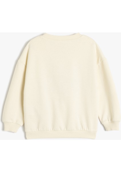 Sweatshirt Araba Baskılı Uzun Kollu Bisiklet Yaka