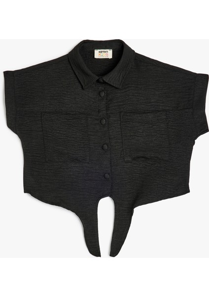 Gömlek Önden Bağlamalı Cep Detaylı Kısa Kollu