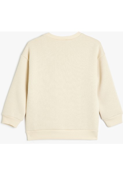 Oversize Sweatshirt Doğa Baskı Detaylı Bisiklet Yaka Uzun Kollu fiyatları