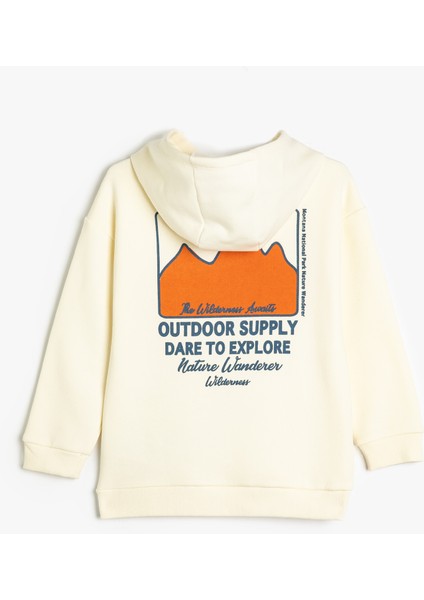 Uzun Kollu Kapşonlu Sweatshirt Baskı Detaylı fiyatları