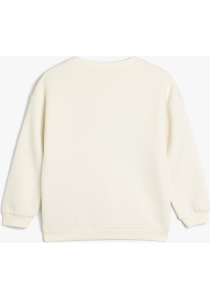 Sweatshirt Kayak Baskılı Bisiklet Yaka Uzun Kollu Şardonlu
