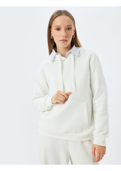 Basic Kapüşonlu Kanguru Cepli Rahat Kalıp Sweatshirt