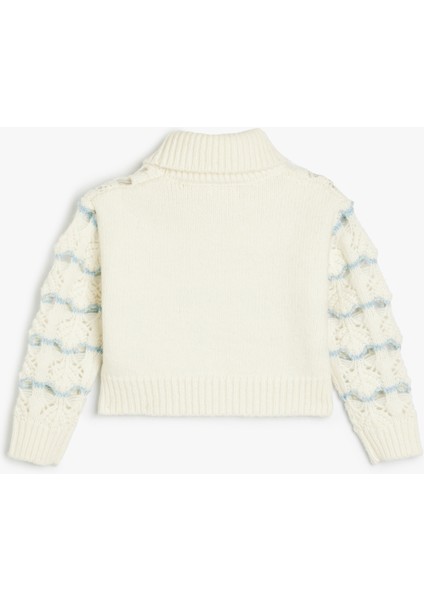 Boğazlı Crop Kazak Örgü Detaylı Uzun Kollu Desenli fiyatları