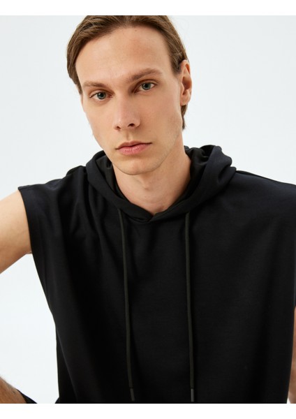 Oversize Kapşonlu Modal Karışımlı Kalın Kumaşlı Kolsuz Spor Sweatshirt fiyatları