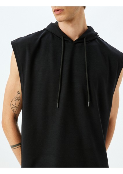 Oversize Kapşonlu Modal Karışımlı Kalın Kumaşlı Kolsuz Spor Sweatshirt indirimleri