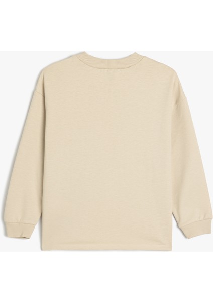 Oversize Sweatshirt Uzun Kollu Bisiklet Yaka Baskı Detaylı Pamuklu fiyatları